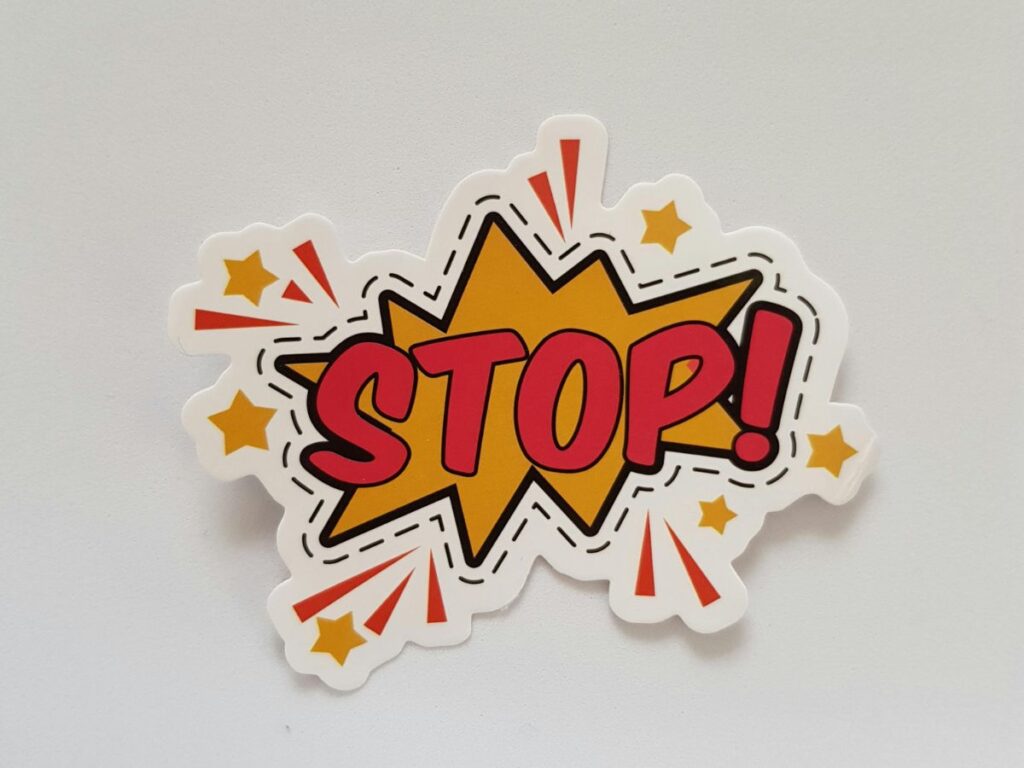 stop written in comic design