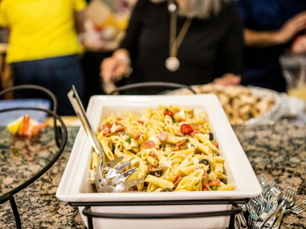pasta in buffet dish