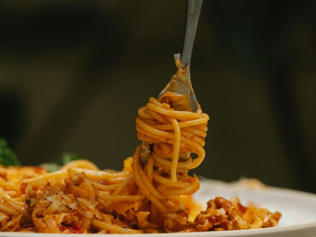 pasta in fork