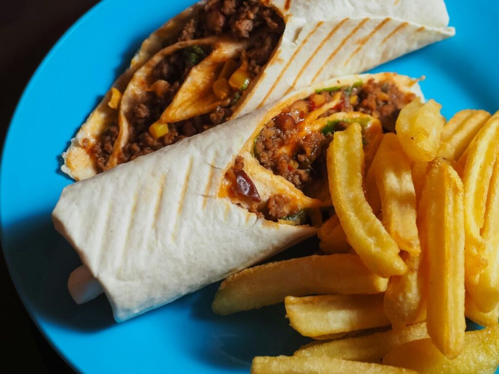 burrito with fries
