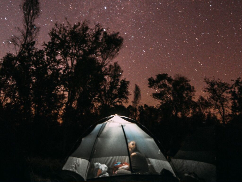 stargazing from the tent