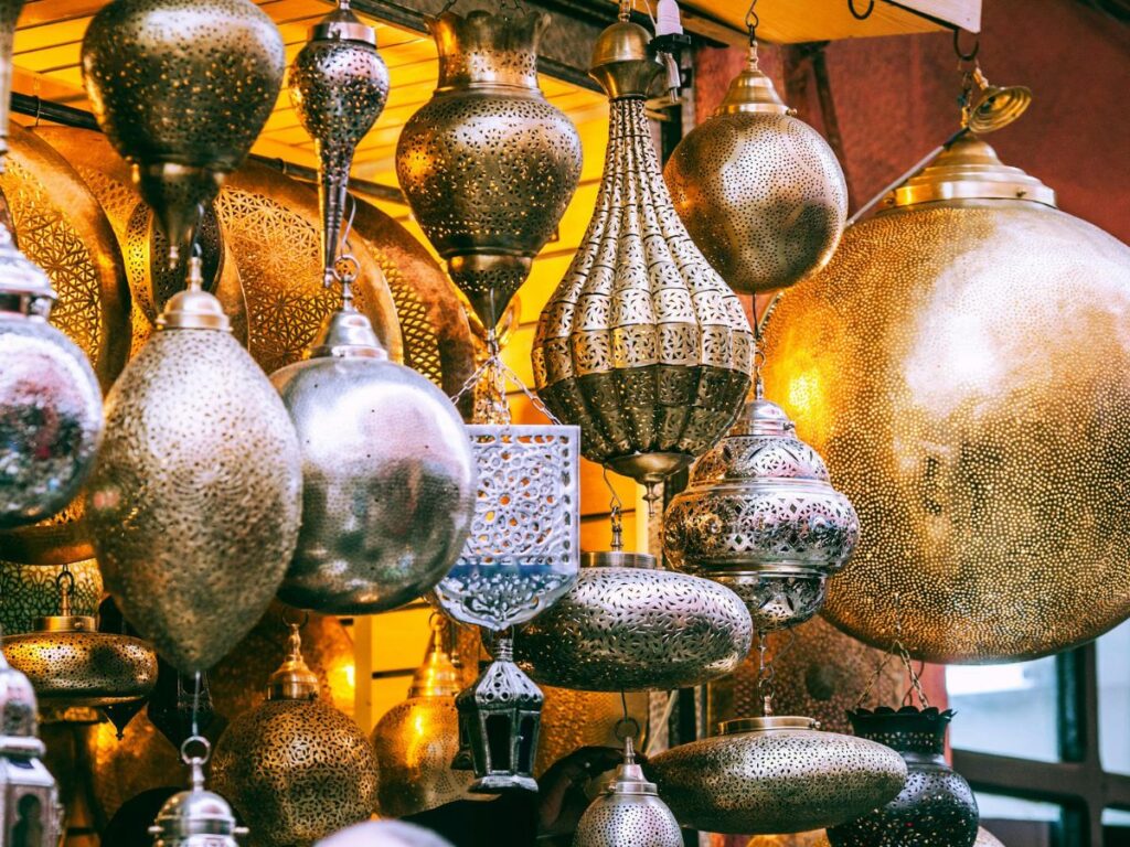 lights hanging in a shop