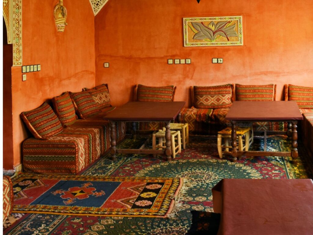 rugs spread out in a sitting area