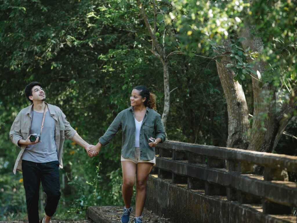 couple running in park