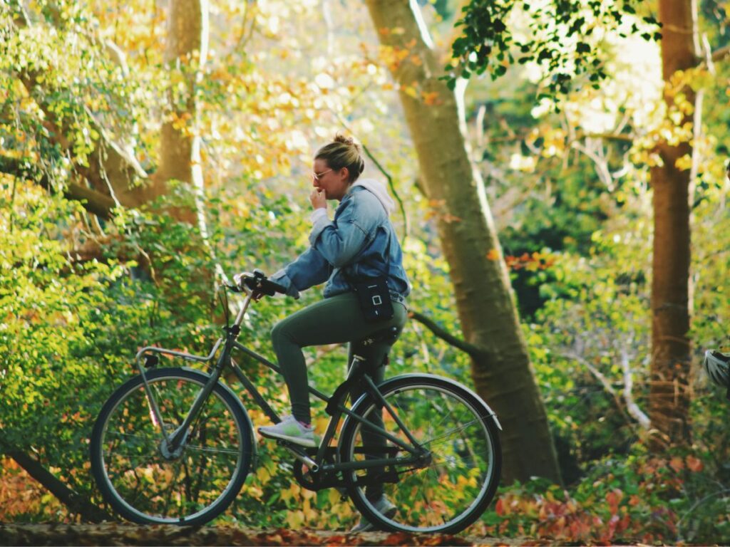 woman riding bike