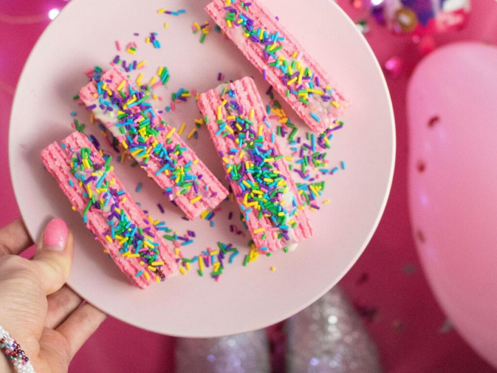 cake slices with sprinkles