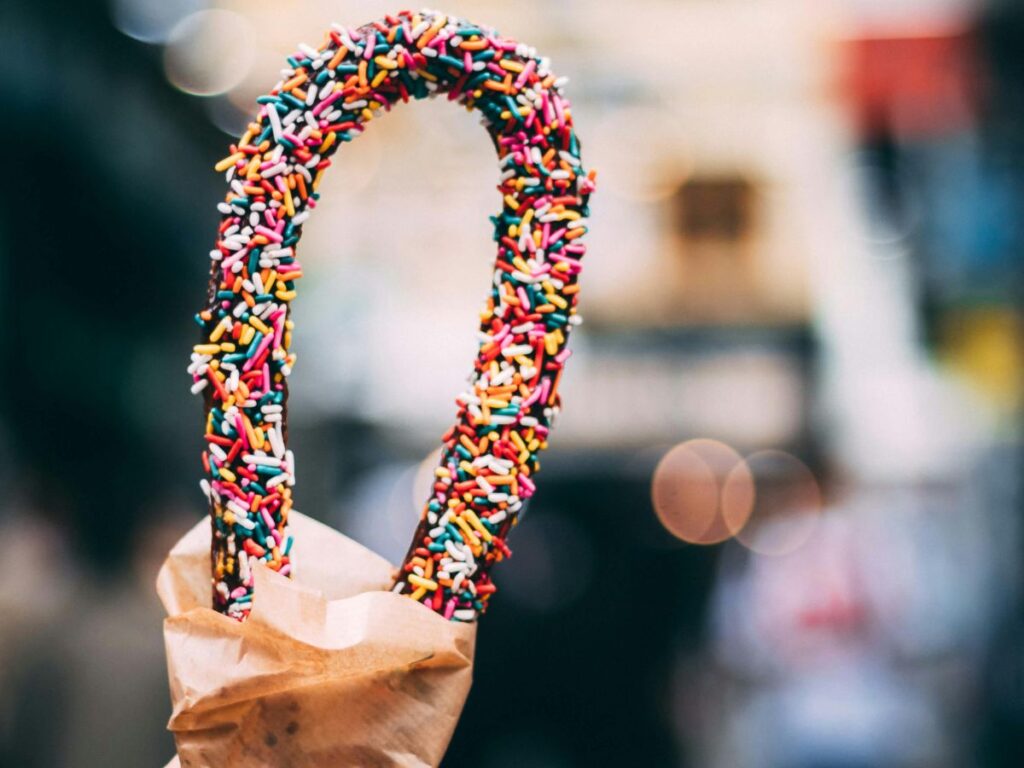 churros coated with sprinkles