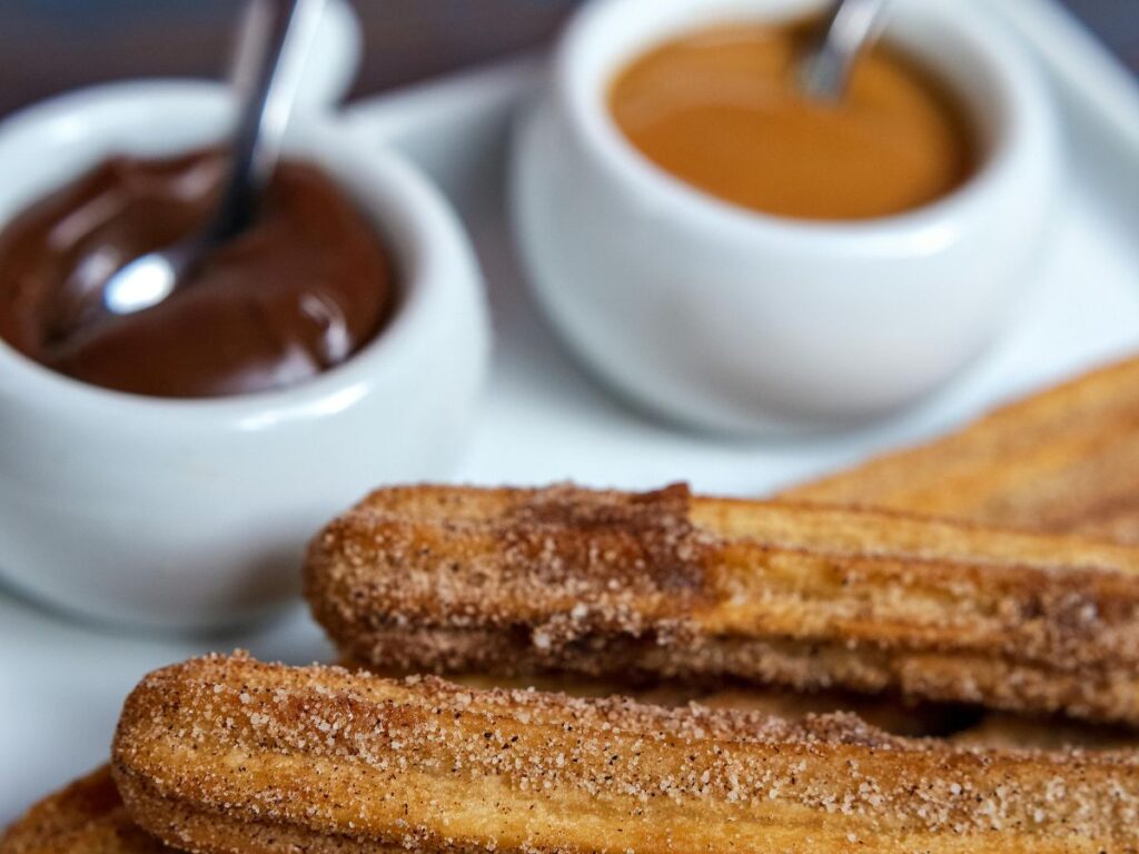churros with chocolate and caramel