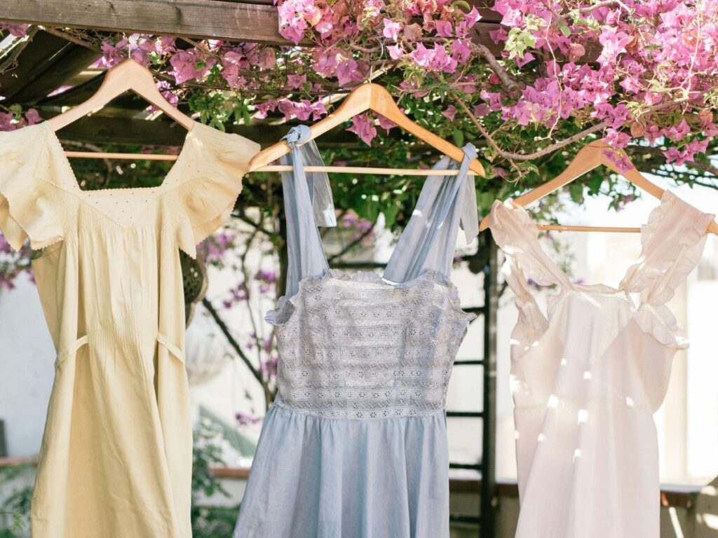 frocks hung in a hanger