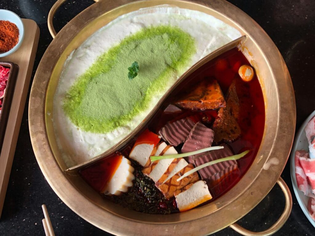 food in a hot pot