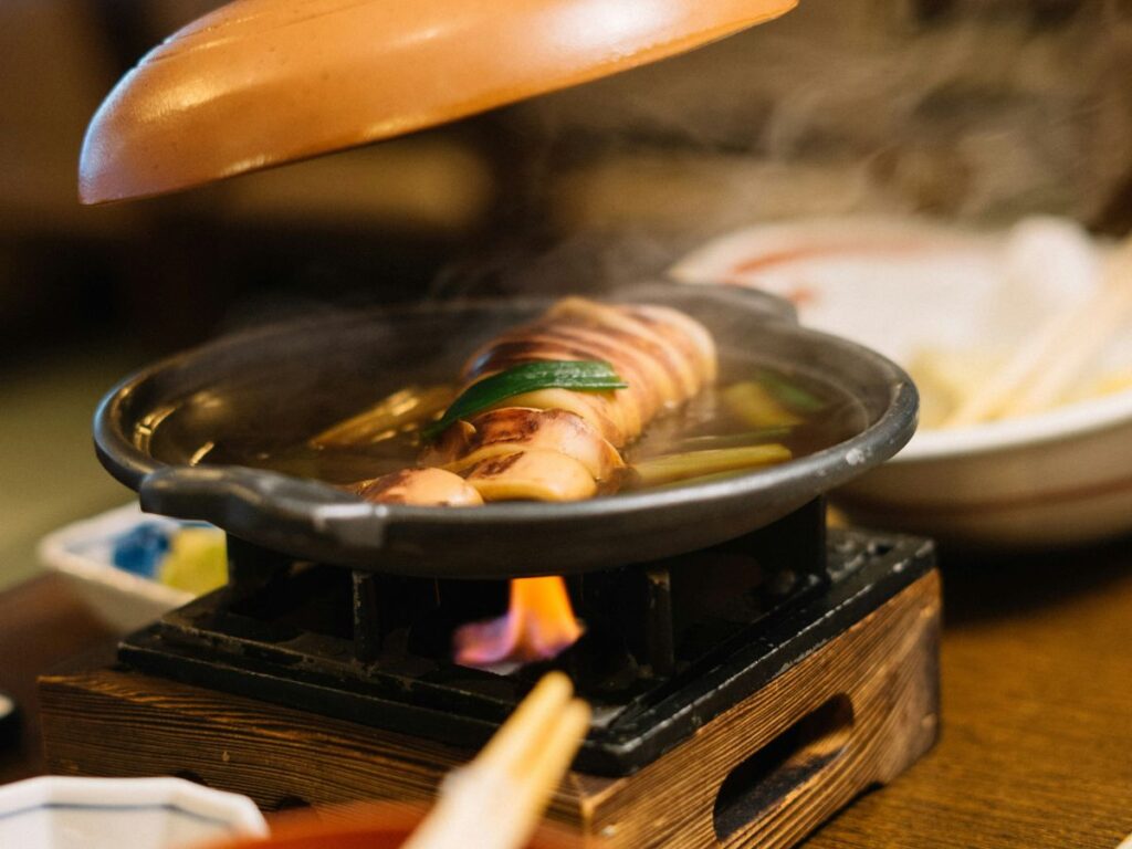 food cooked in a hot pot