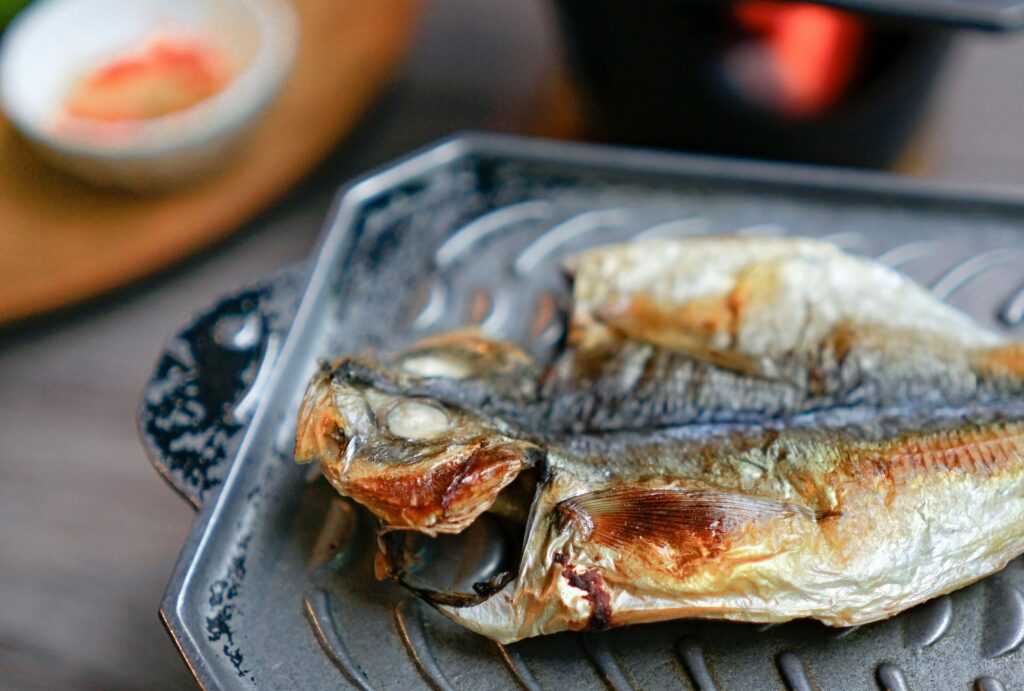 fish being grilled