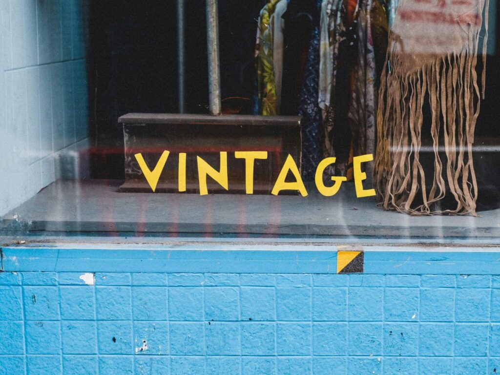 vintage sign in a shop