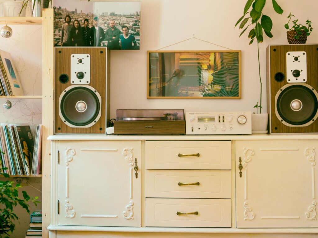 vintage chest of drawers with sound system