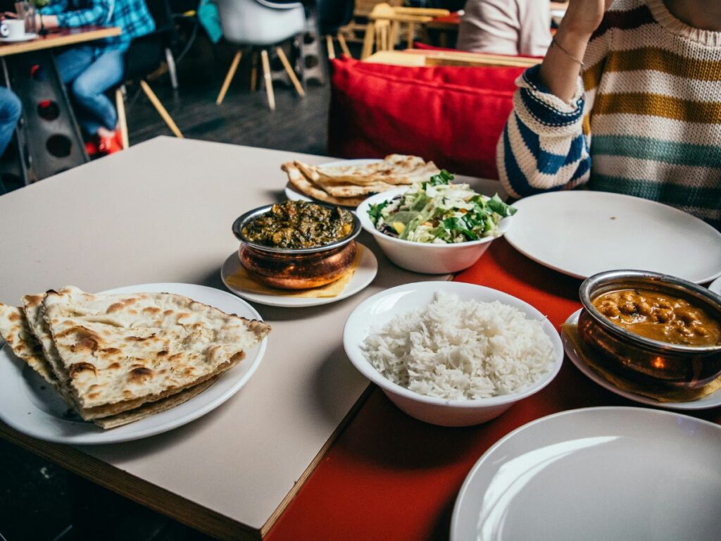 Indian food served