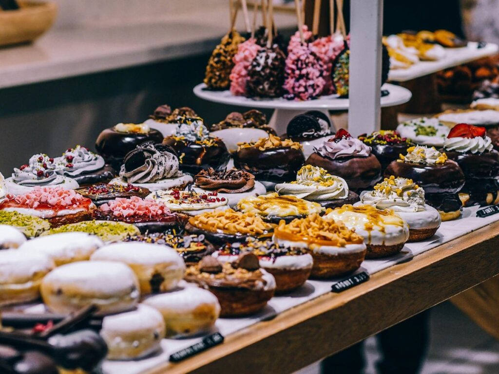 cupcakes and donuts in a bakery