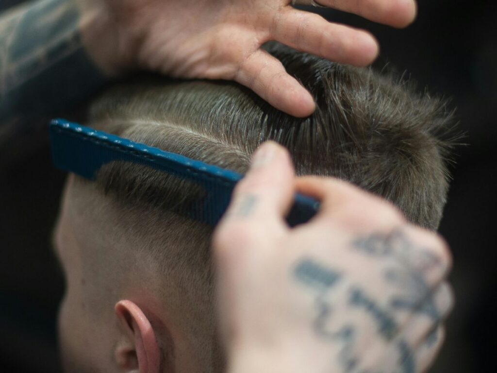 man getting a haircut