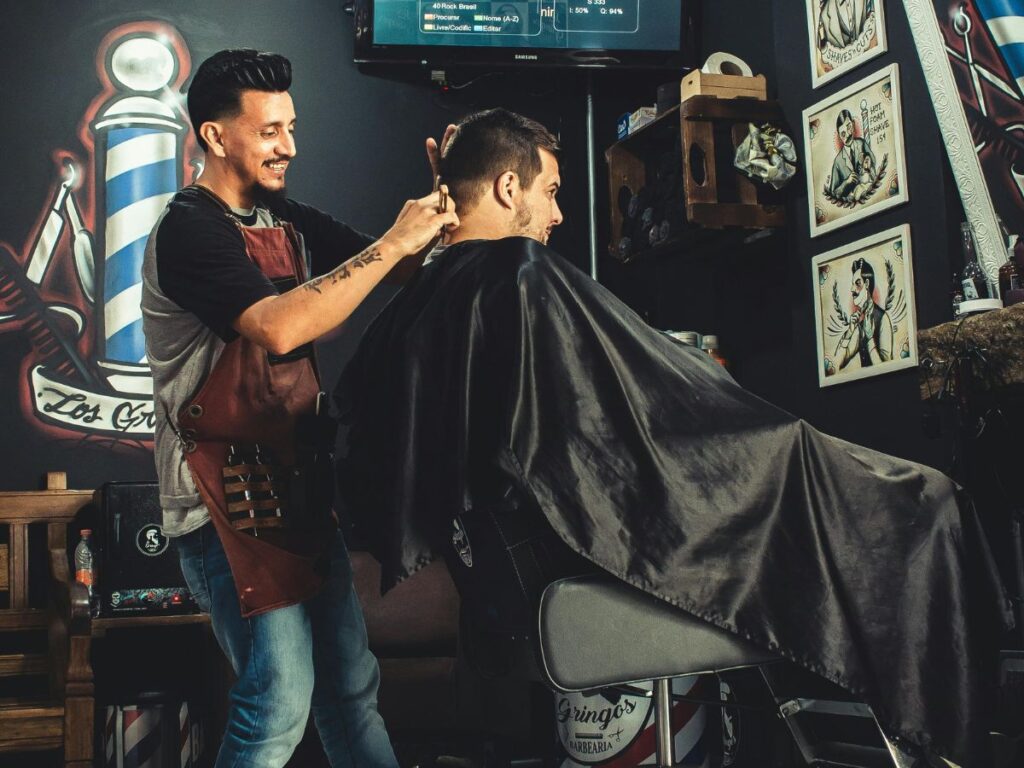 barber cutting hair