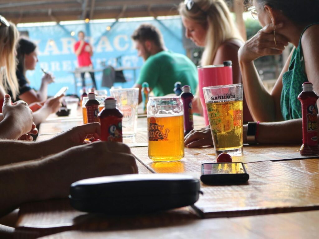 people drinking in a bar