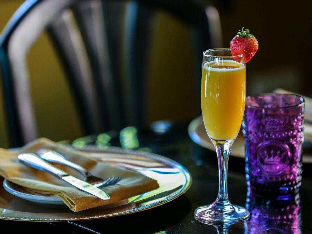 mimosa served in a restaurant