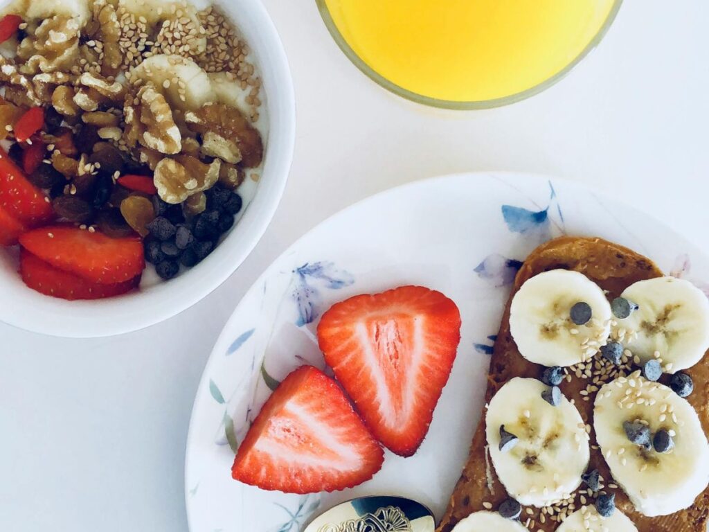 dry fruits and fruits on toast