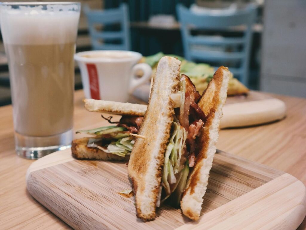 sandwich with coffee