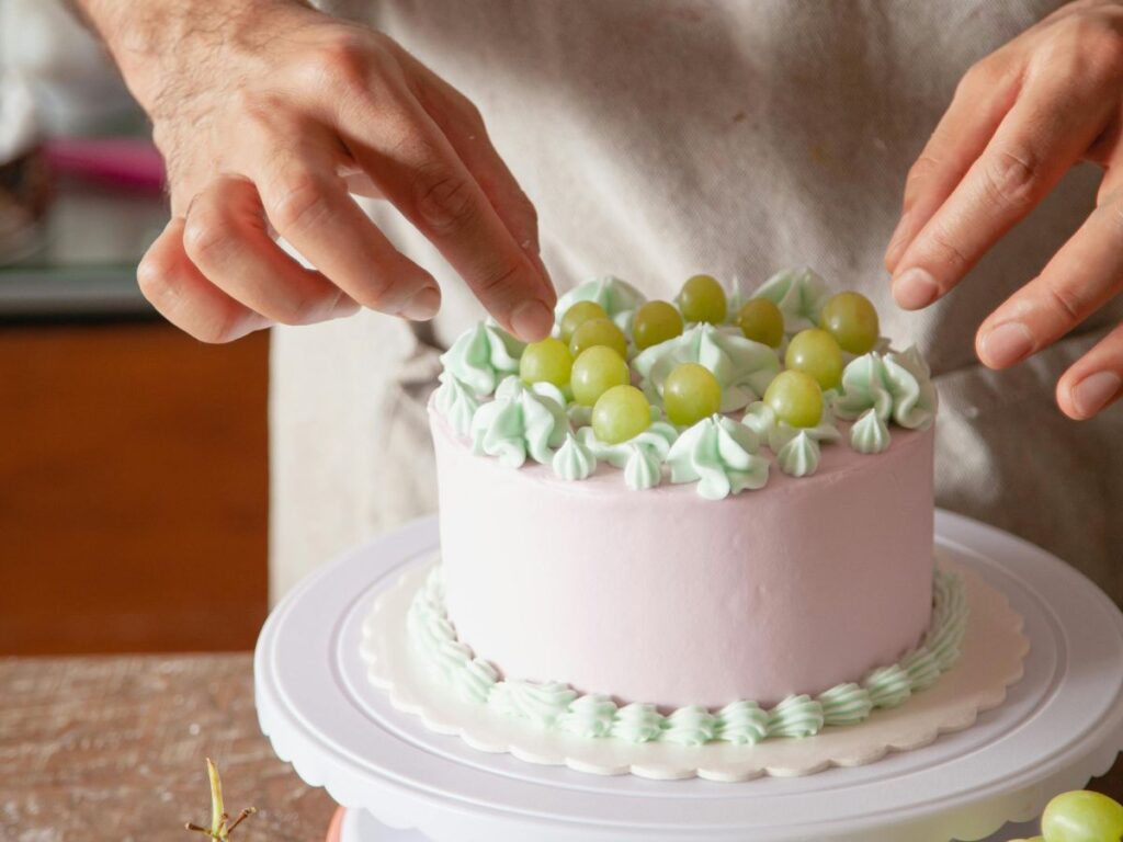 decorating a cake