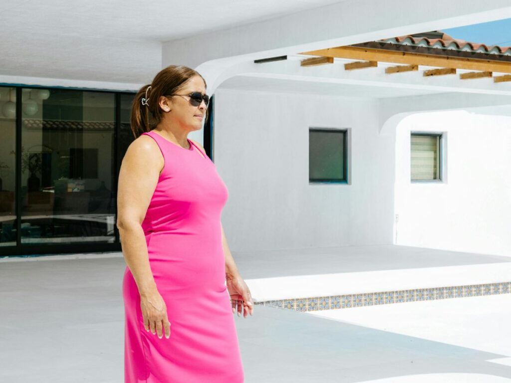 woman standing in patio