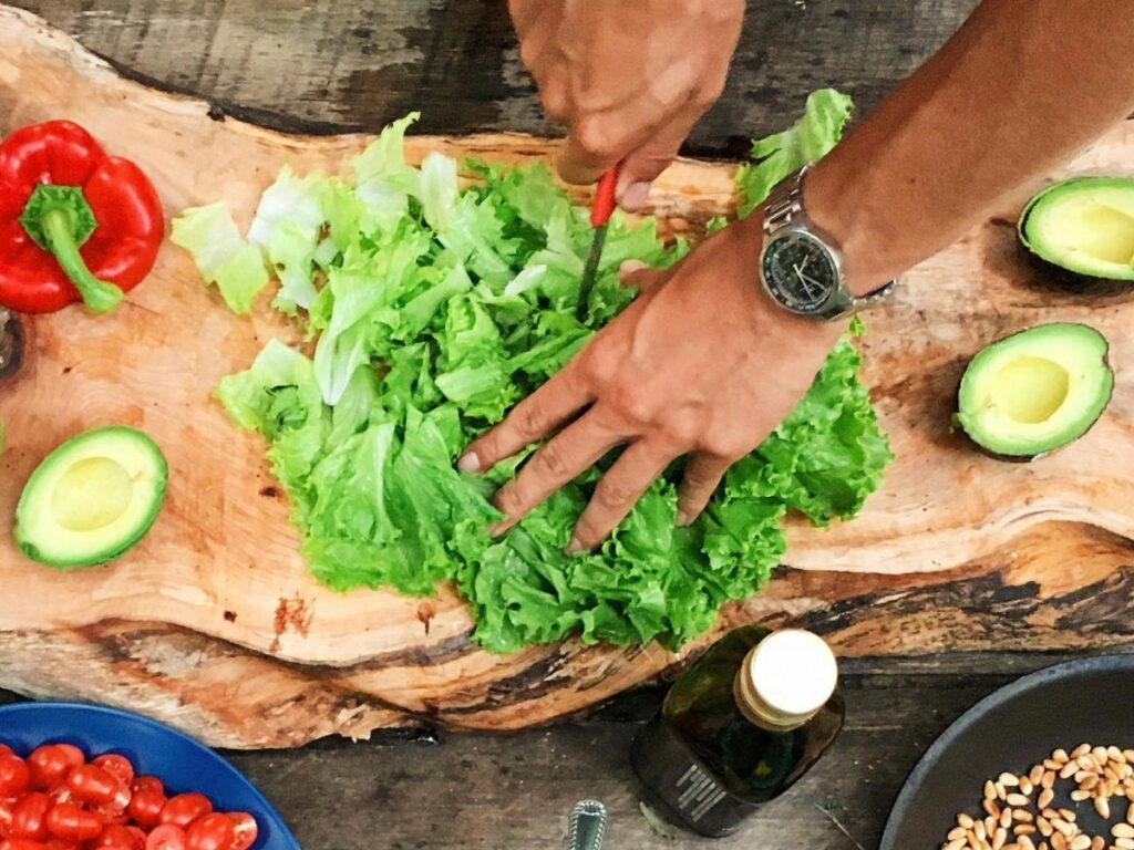 cutting vegetables