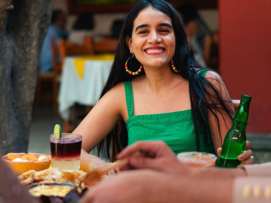 girl eating at a restaurant