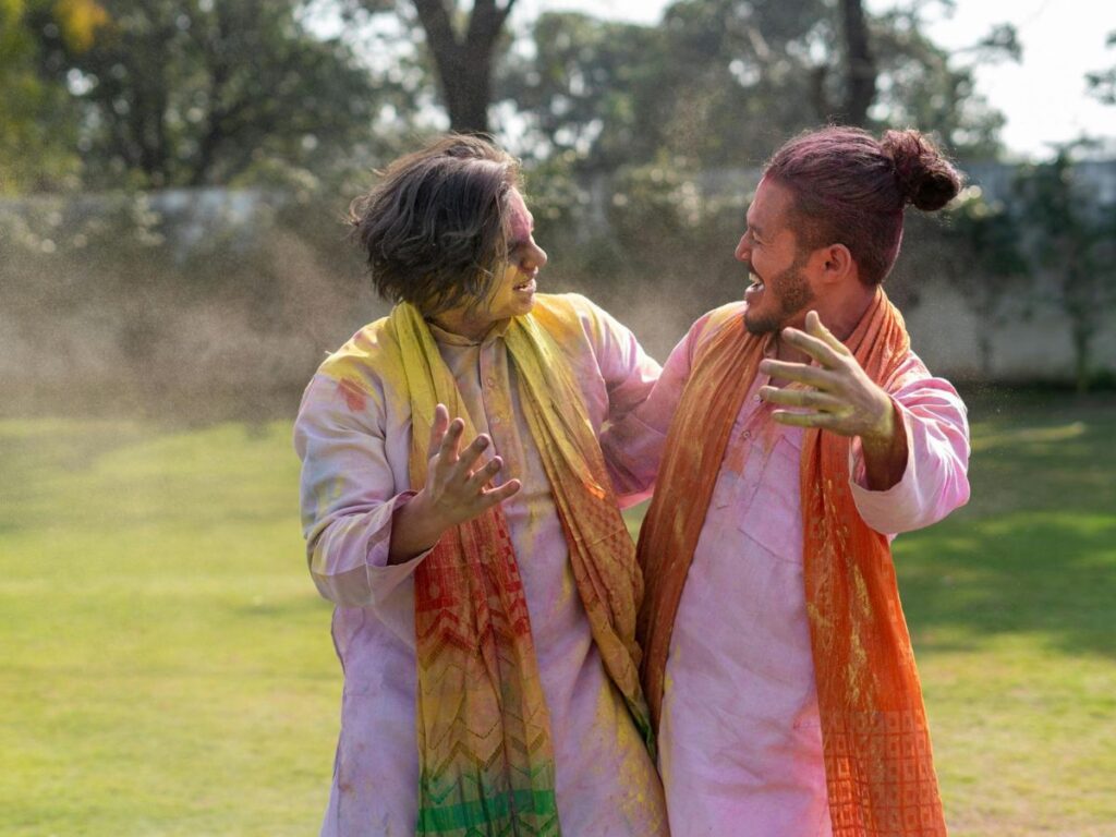 men celebrating holi