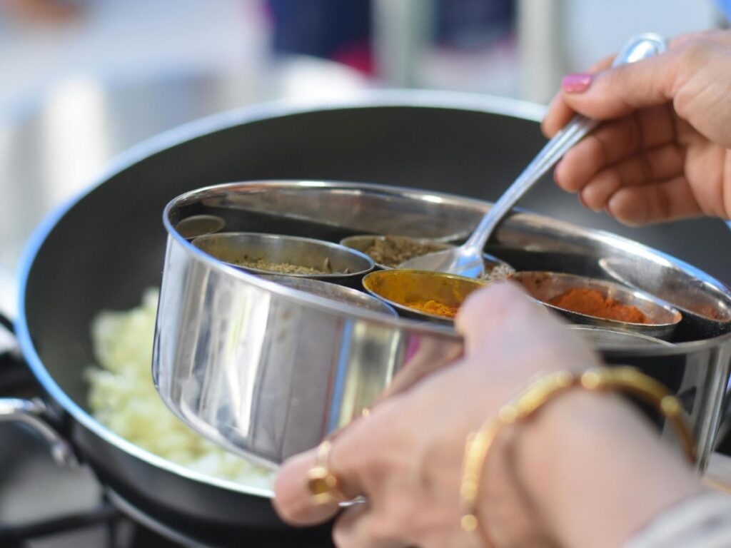 plating food from Indian thaali