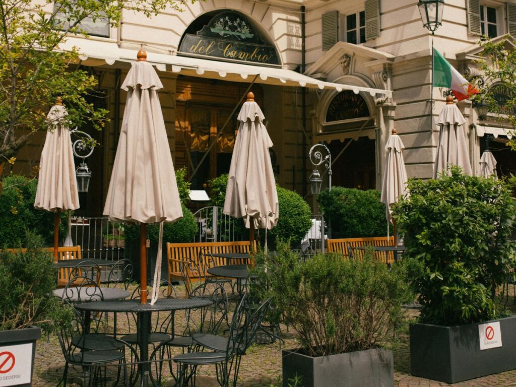 dining on patio with covers