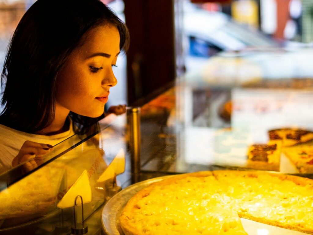 woman deciding on the food