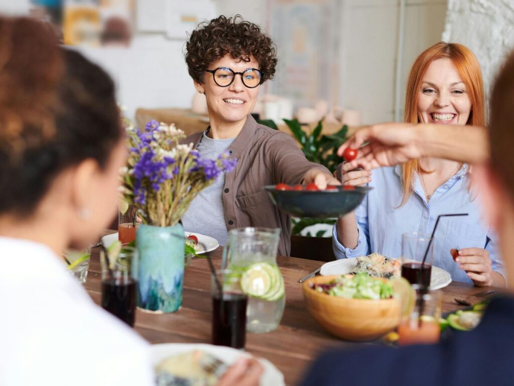 family dining in a restaurant