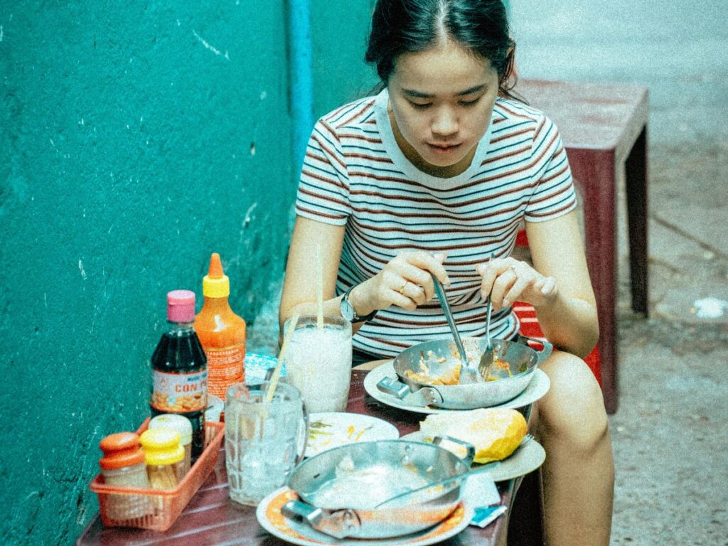 woman eating food