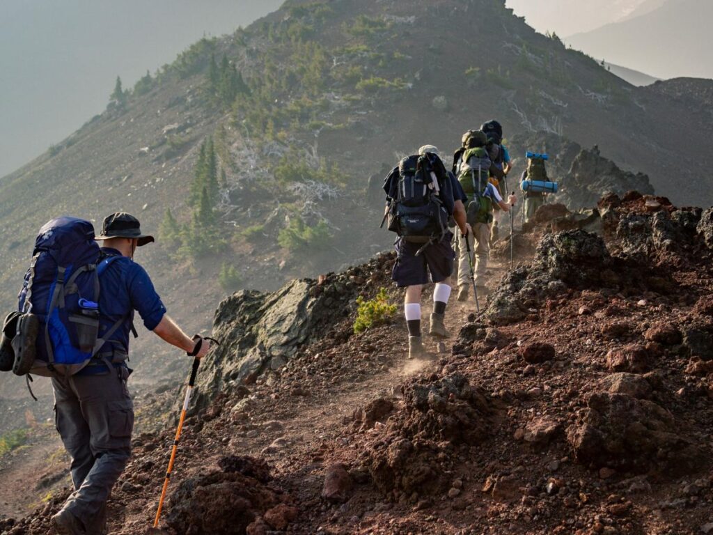 group hiking