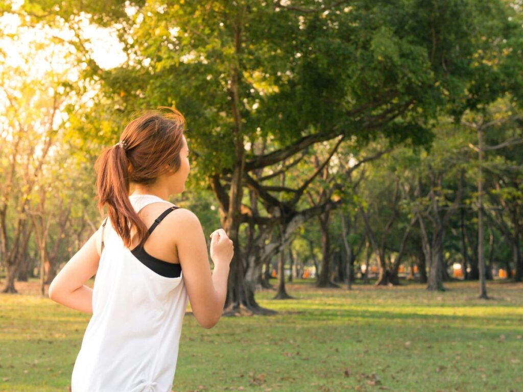 woman jogging in a park