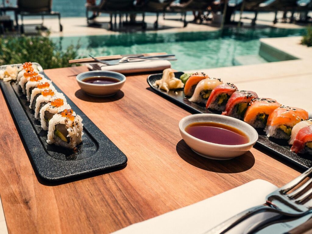 sushi served in a restaurant