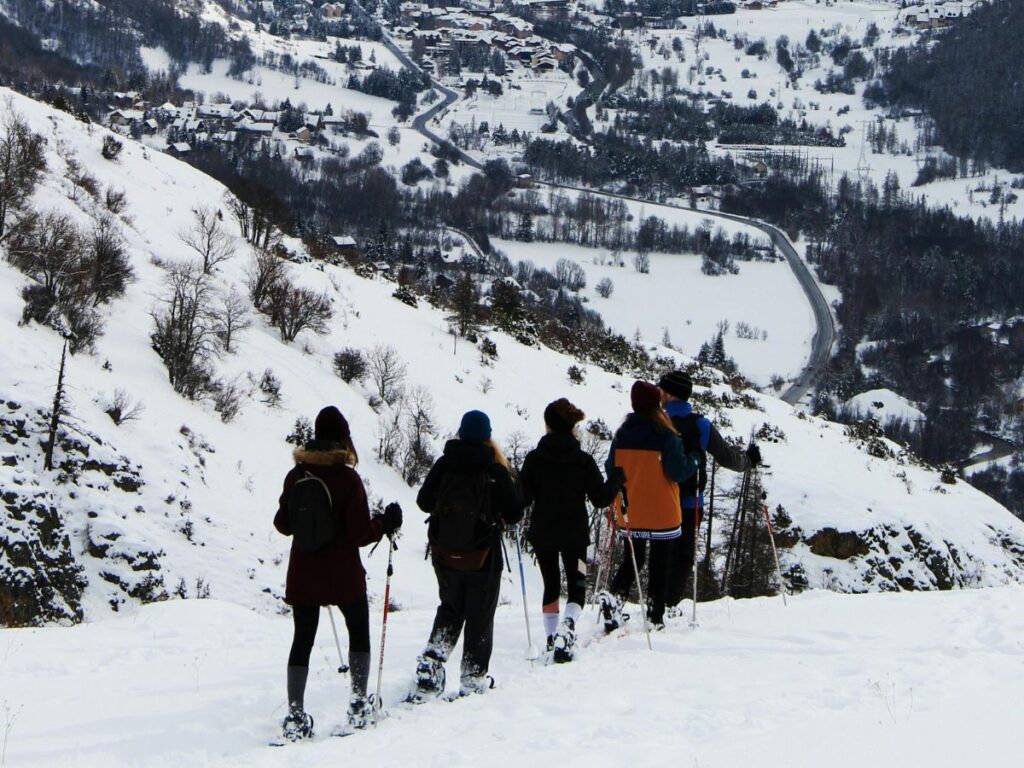 people hiking in snow