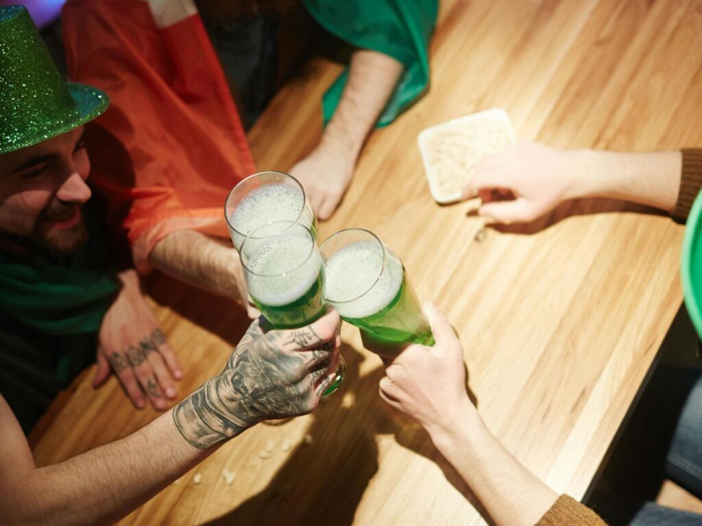 cheers with beer on St. Patrick Day