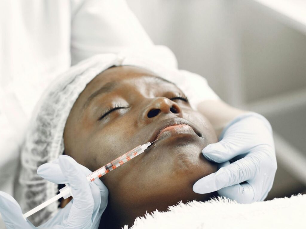 woman getting lip botox