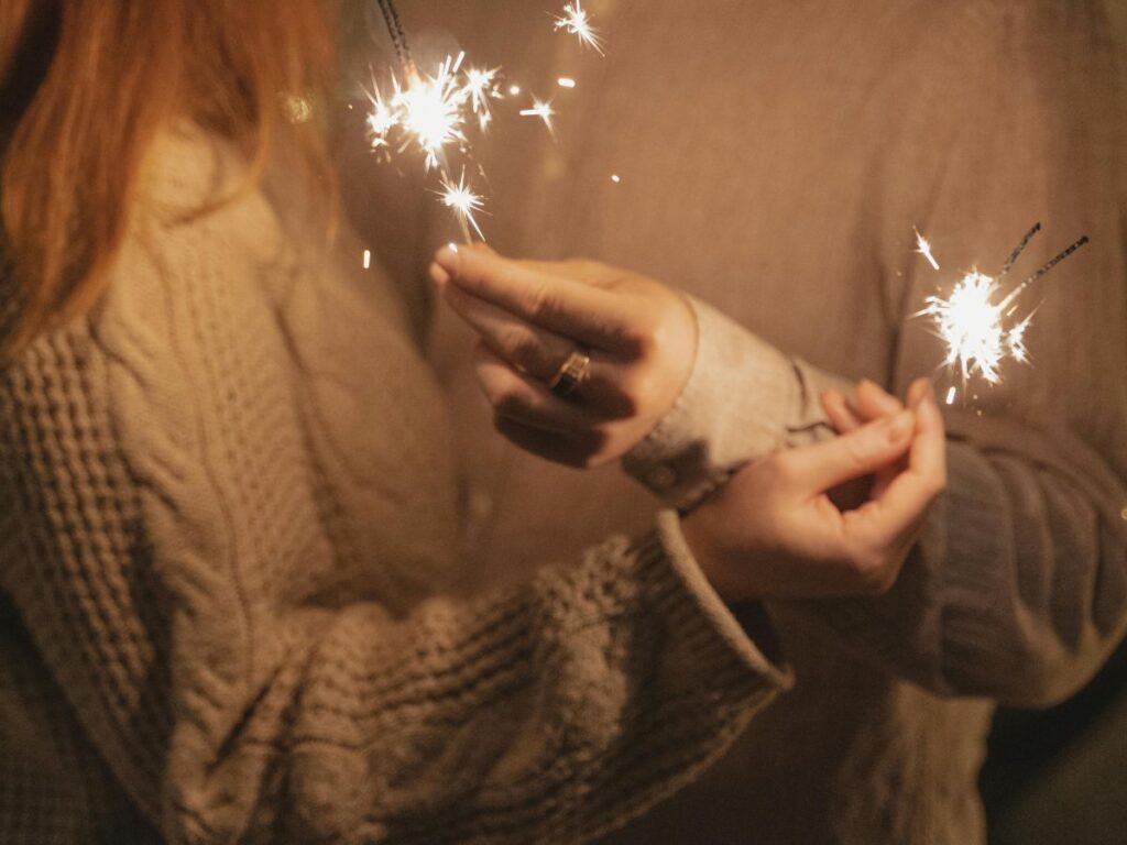 couple with fireworks