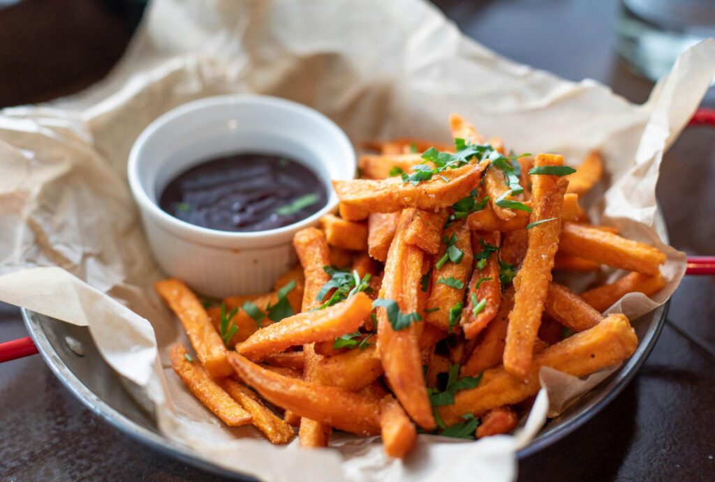 fries served with ketchup