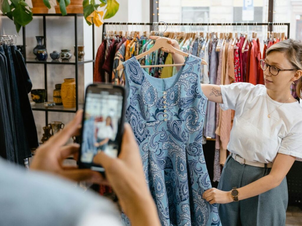 taking photo of a dress