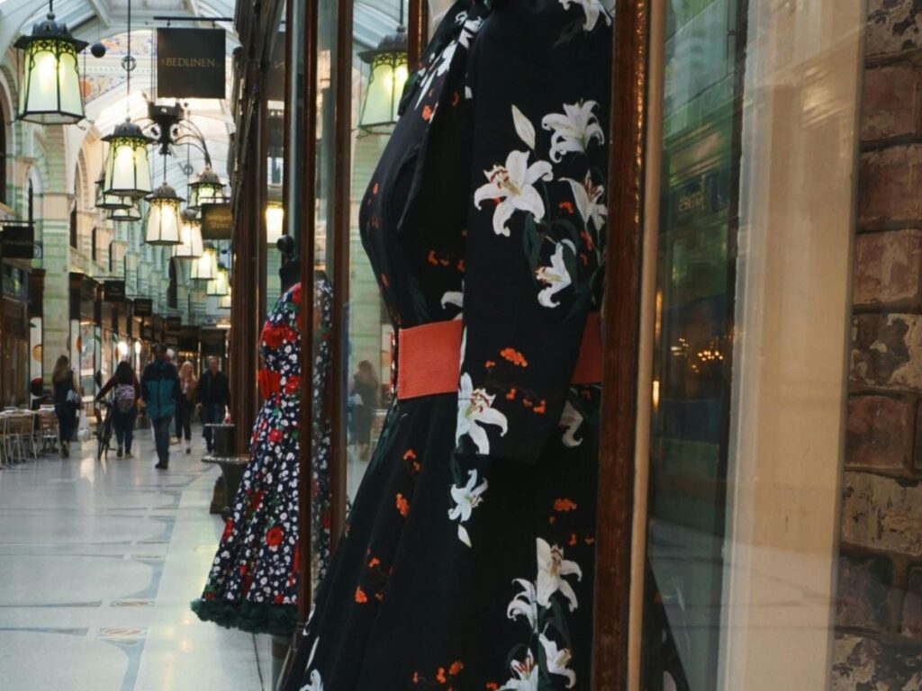 dress on mannequin outside a shop