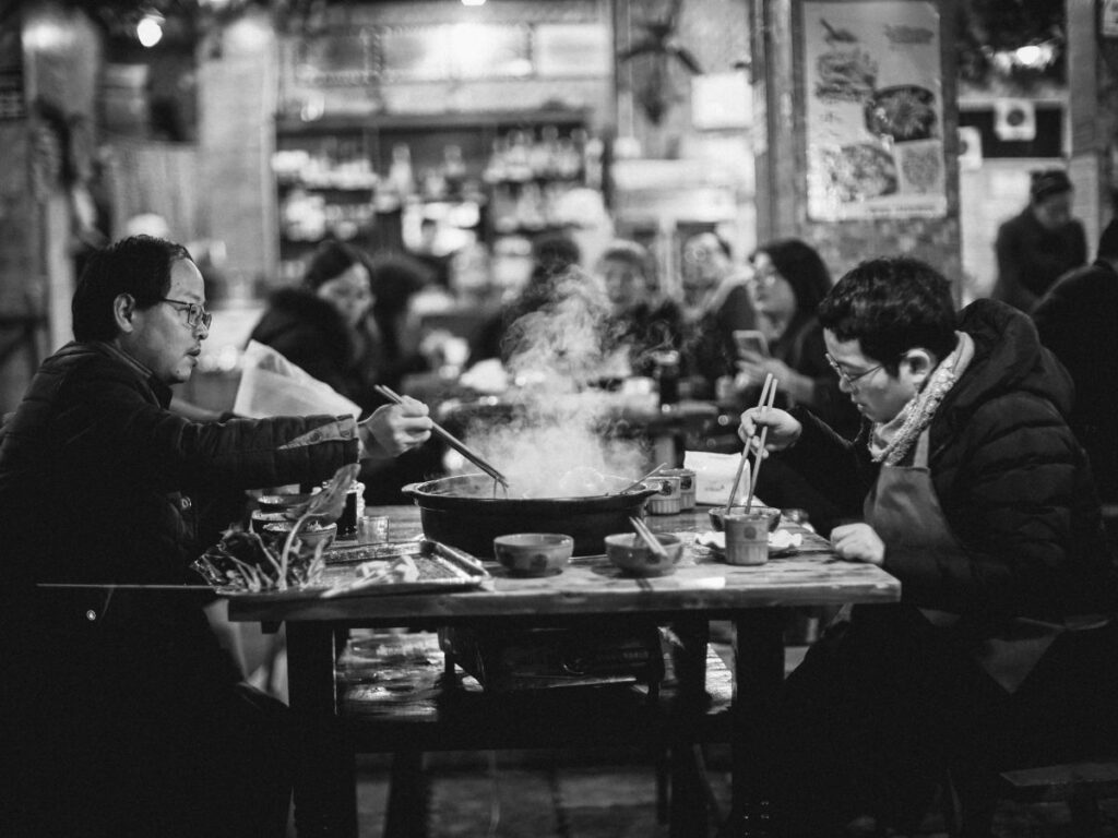 dining in a hot pot restaurant