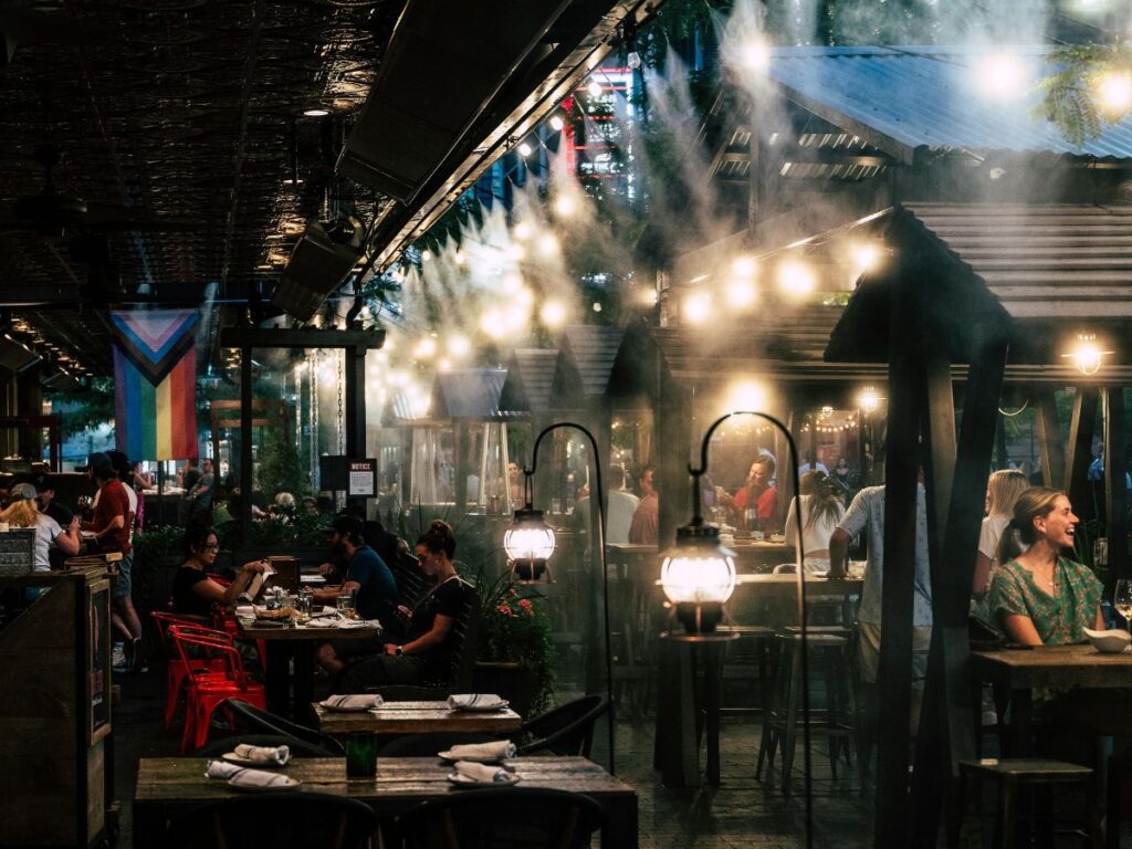 people dining in outdoor patio