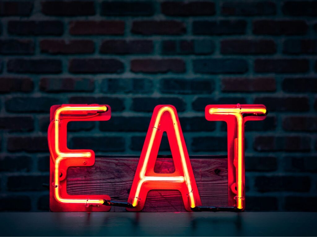 neon sign to eat