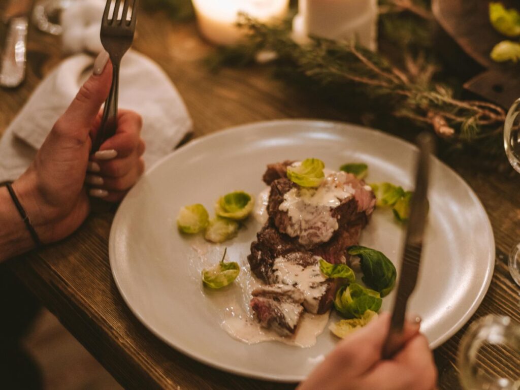 man eating in a restaurant